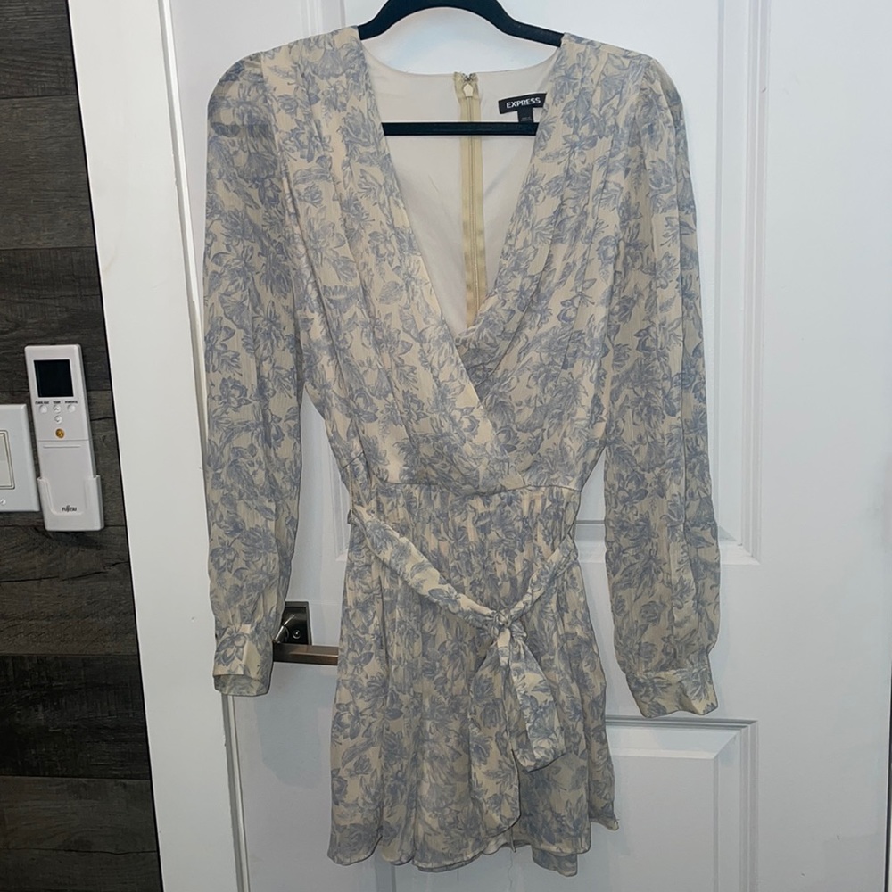 FLORAL LONG SLEEVE WRAP FRONT ROMPER